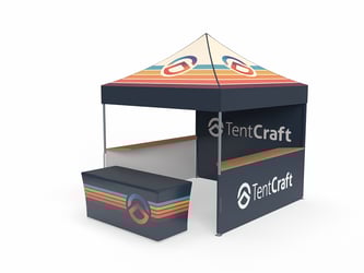 10x10 mightyTent with counters and table cover