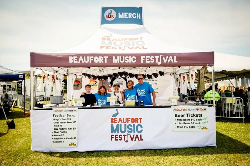 10x20 pop-up merch booth for Beaufort Music Festival