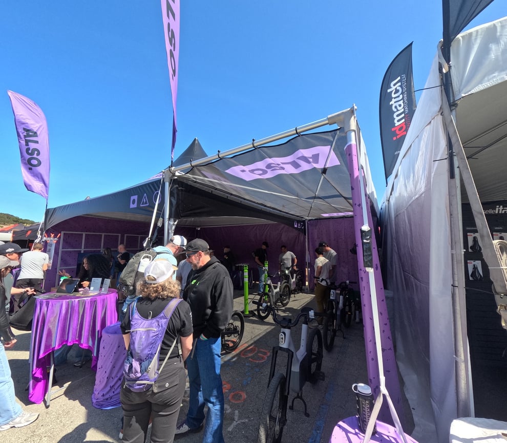 Cycling Product Demo Activation With TentCraft E-Series Frame Tent & Custom Shade Sail Structure