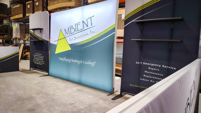 10'x20' Portable Displays With SEG Half Walls + Full Backlit Wall & 2 Magnetic Product Displays