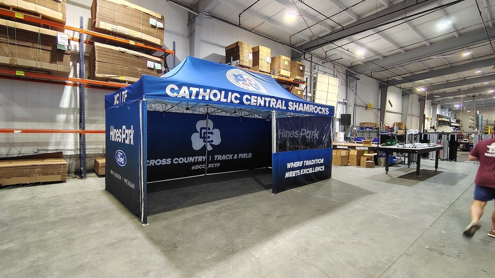 Custom K-12 Team Tent With Heavy-Duty Pop-Up Frame For Detroit Catholic Central