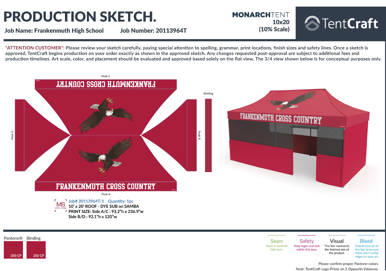 Frankenmuth 10x20 Heavy Duty Pop Up Tent Design Sketch