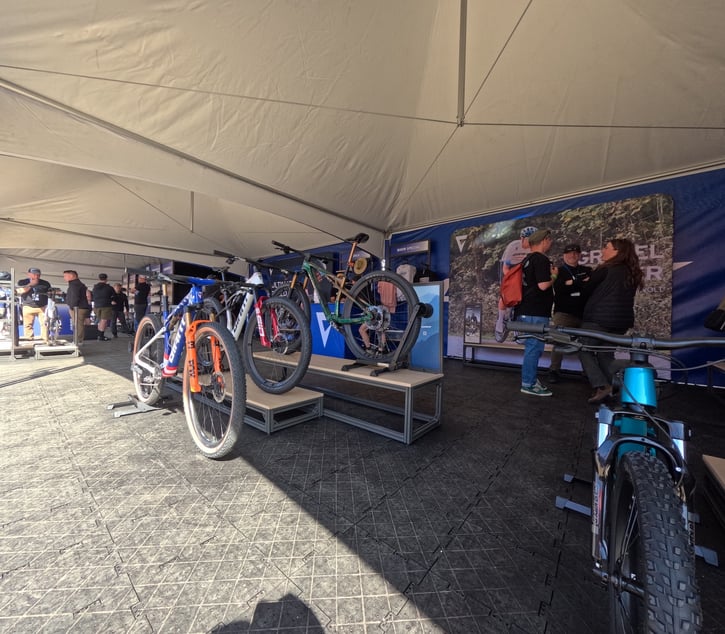 Giant Bikes Under the E-Series Frame Tent Canopy