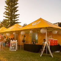 Multiple Pagoda-Style Pop-Up Tents Side By Side