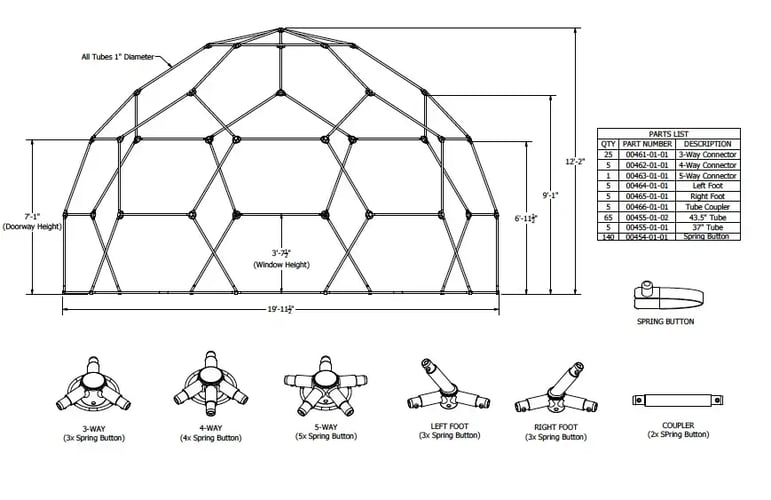 20’ Dome Specs (Without Windows)