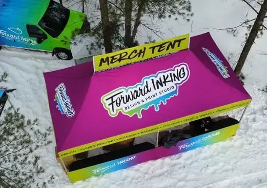 Heavy duty 10x20 canopy tent at winter festival
