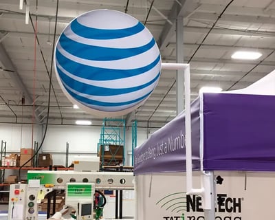 Example of custom pop up tent leg clamp for displaying custom signage and flags