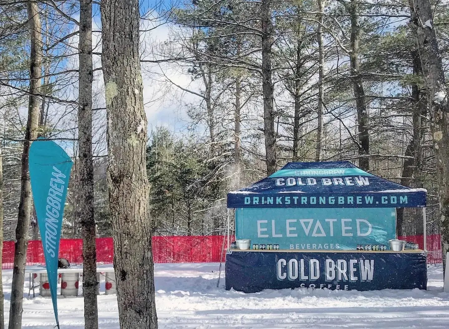 A custom Pop-up Tent in the winter