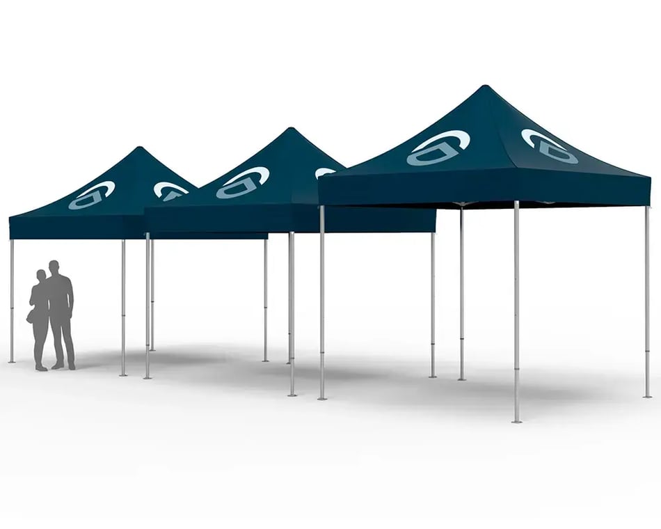 Rendering of pop up tents with different head clearances