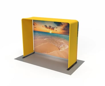 8x8 media wall backdrop with arched awning