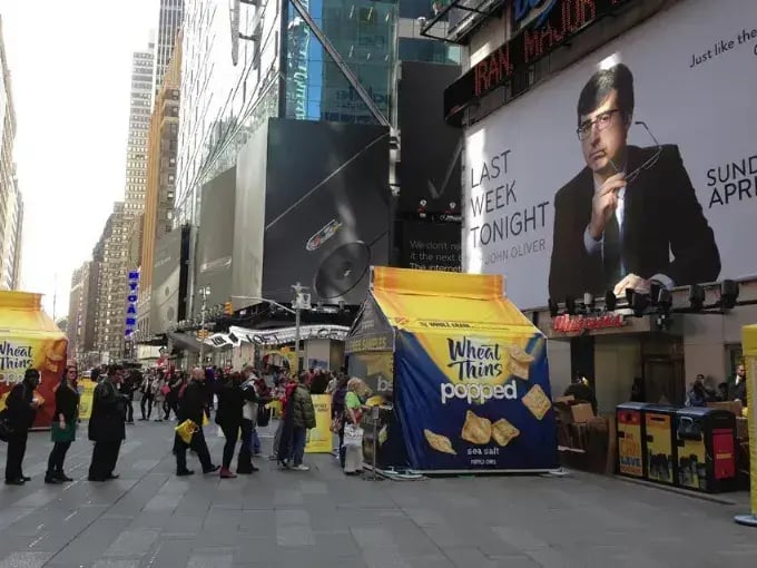 Wheat thins popped sampling tents