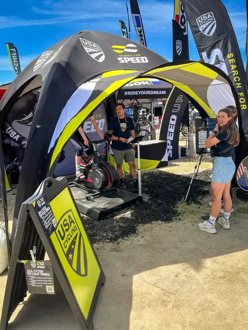 10x10 inflatable Gybe tent for USA Cycling