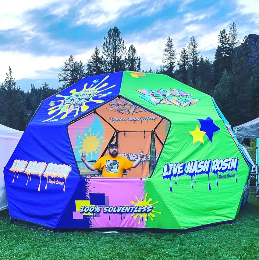 Colorful, custom event dome for a cannabis company