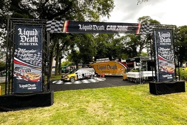 Liquid Death Nascar Truss Entrance Rental