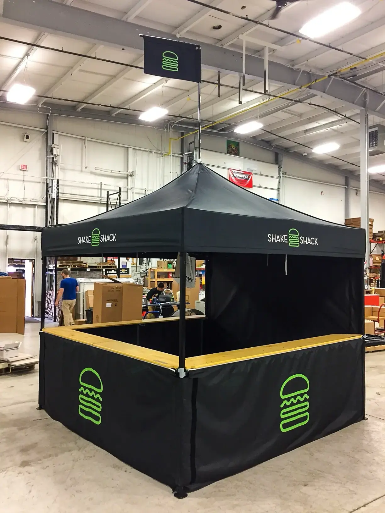 10x10 pop-up tent with counters for Shake Shack