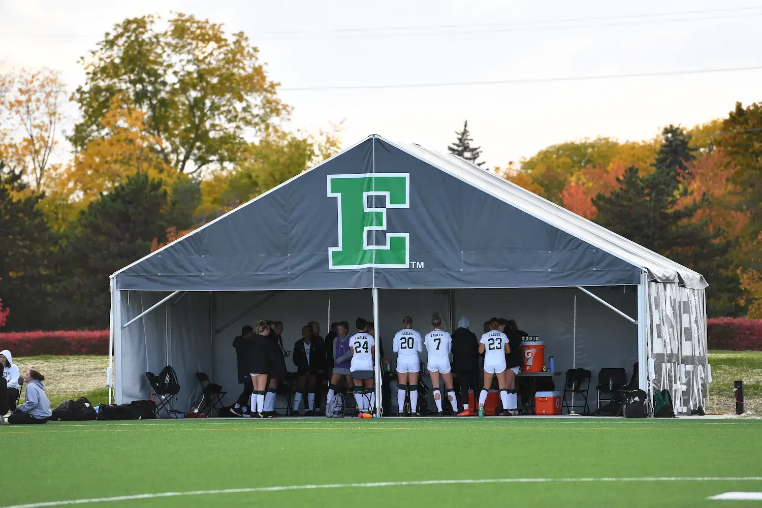 FutureTrac keder-style frame tent for Eastern Michigan University