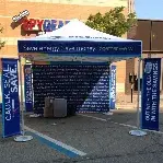 Leg banners displayed on a 10x10 MONARCHTENT 