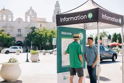 A 5x5 MONARCHTENT used as an informational booth