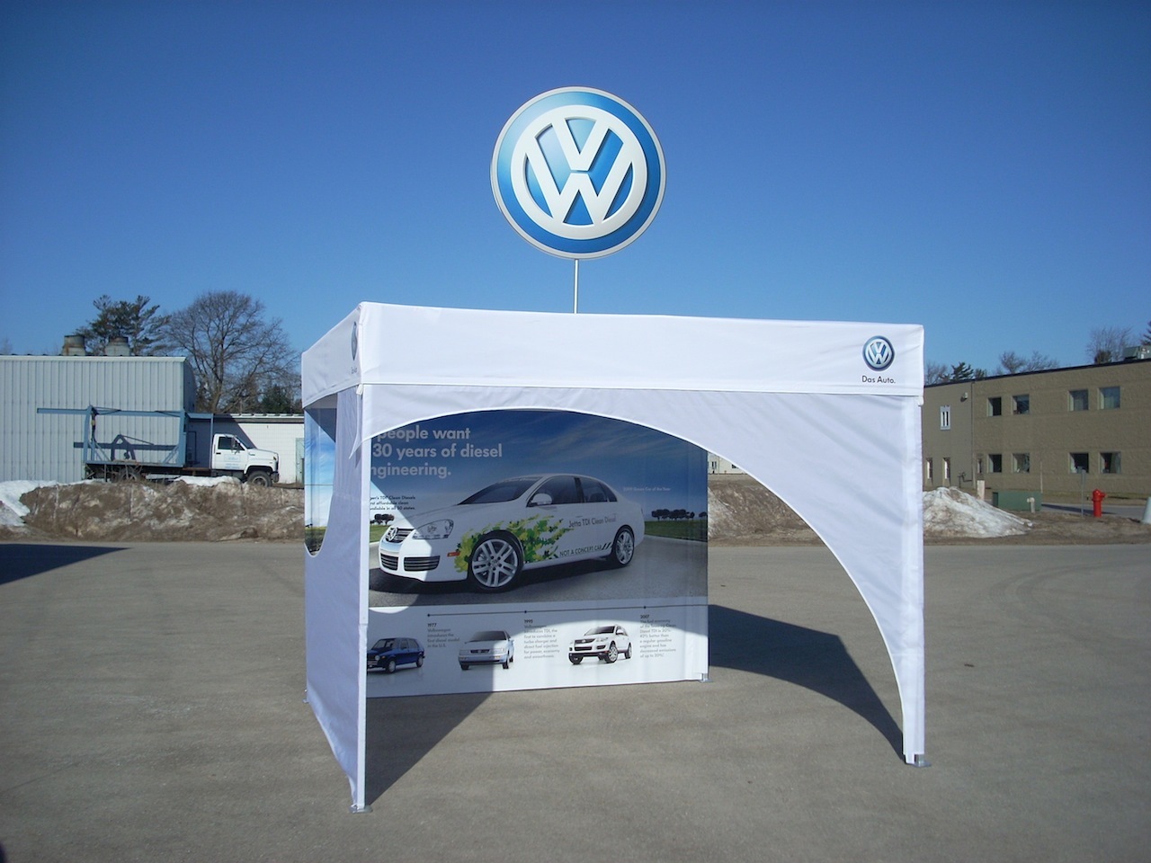 Custom 10X10 Flat Roof Pop Up Tent With Lollipop Rigid Sign