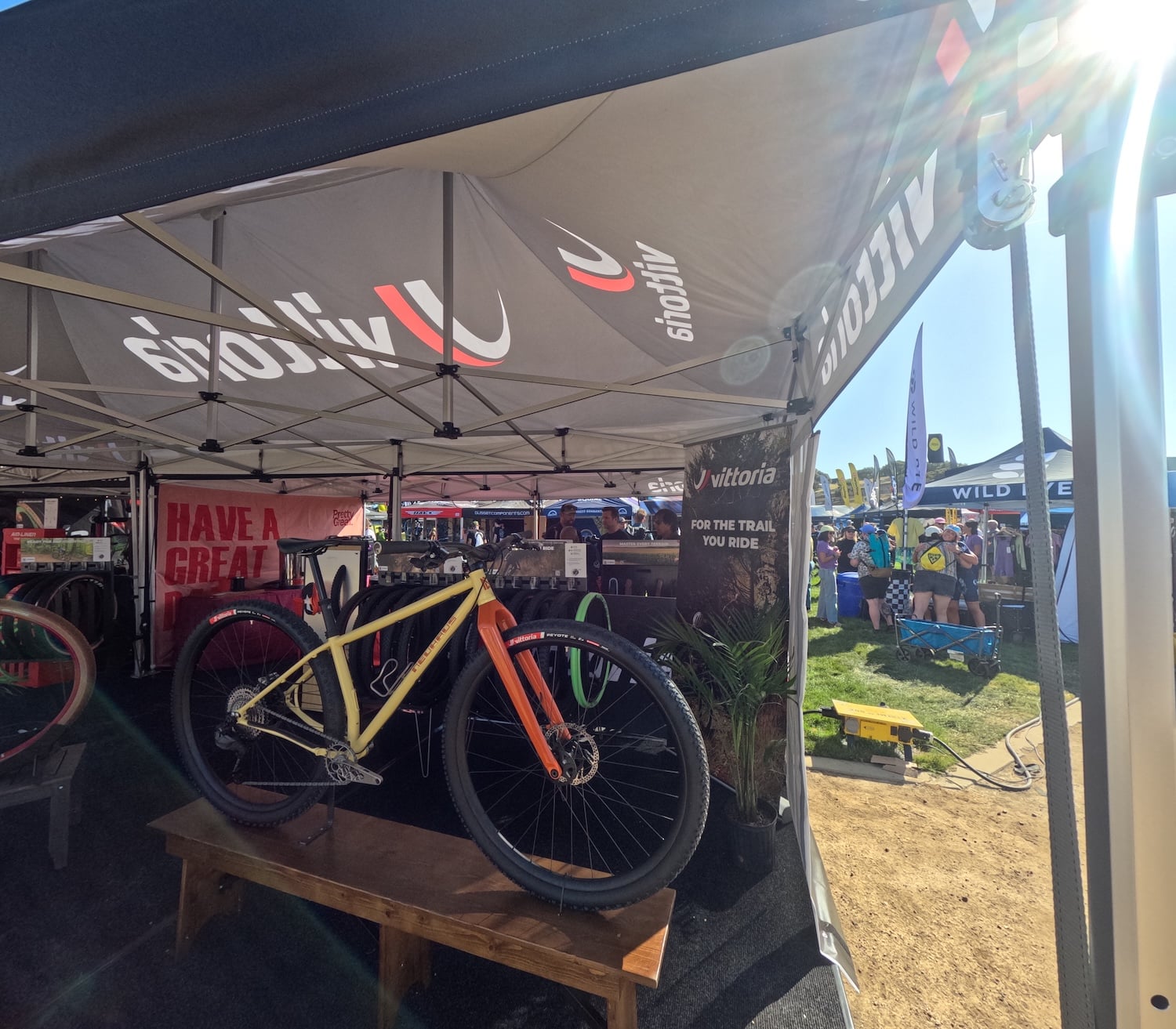 Vittoria Product Display Under Medium Duty Pop Up Tents at Sea Otter 2026