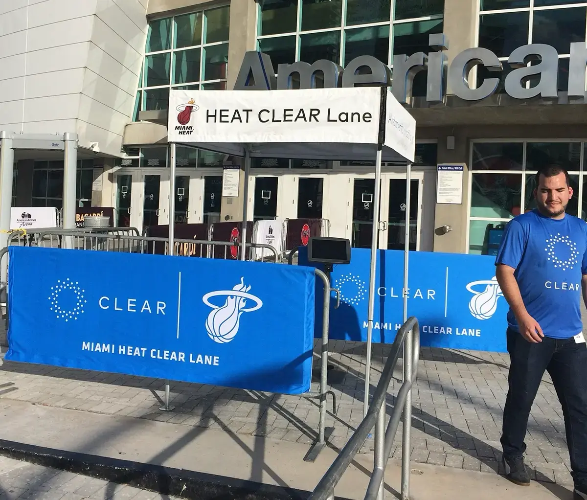 Custom barricade covers for Clear at an NBA game