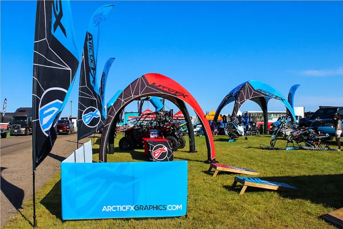 Branded inflatable GYBE tents for Arctifx Graphics