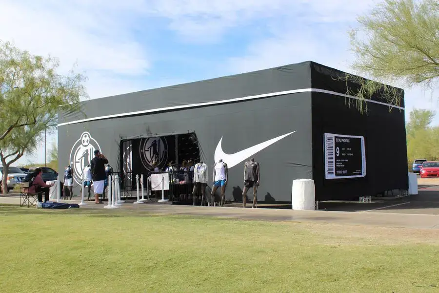 A Nike shoebox structure made using truss and custom fabrication