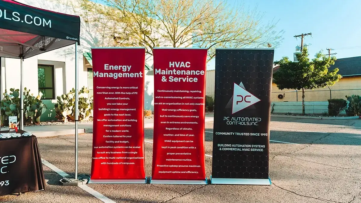 Three retractable banners for an outdoor event activation